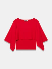 Mint Velvet Red Layered Poncho Knit Top - Image 6 of 7