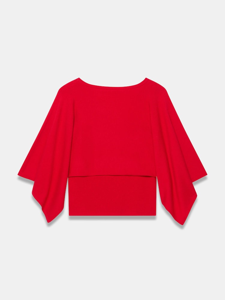 Mint Velvet Red Layered Poncho Knit Top - Image 7 of 7