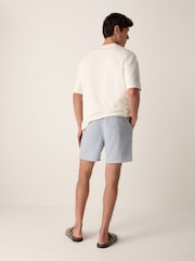 Blue Linen Rich Drawstring Waist Shorts - Image 2 of 9
