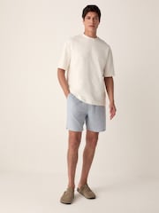 Blue Linen Rich Drawstring Waist Shorts - Image 3 of 9