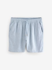 Blue Linen Rich Drawstring Waist Shorts - Image 6 of 9