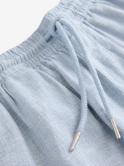 Blue Linen Rich Drawstring Waist Shorts - Image 7 of 9