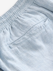 Blue Linen Rich Drawstring Waist Shorts - Image 9 of 9