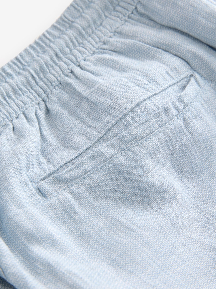 Blue Linen Rich Drawstring Waist Shorts - Image 9 of 9