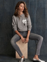 Mint Velvet Grey Cotton Blend Heart Jumper - Image 3 of 8