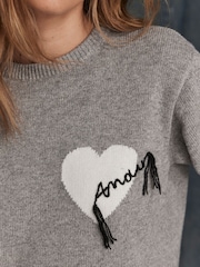 Mint Velvet Grey Cotton Blend Heart Jumper - Image 4 of 8