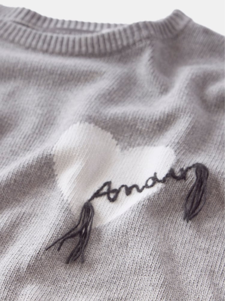 Mint Velvet Grey Cotton Blend Heart Jumper - Image 8 of 8