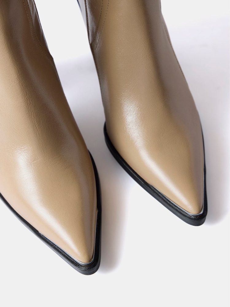 Mint Velvet Cream Leather Ankle Boots - Image 6 of 6