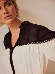 Mint Velvet Black Contrast Tiered Mini Dress - Image 6 of 9