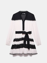 Mint Velvet Black Contrast Tiered Mini Dress - Image 7 of 9
