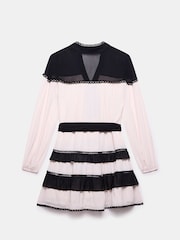 Mint Velvet Black Contrast Tiered Mini Dress - Image 8 of 9