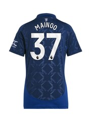 adidas Blue Manchester United EPL Away Shirt 2024-25 - Womens Mainoo 37 Printing - Image 3 of 3