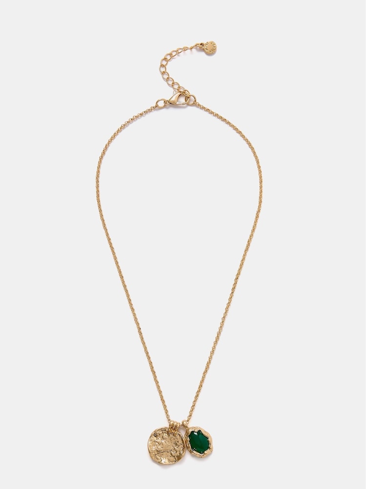 Mint Velvet Gold Tone Green Stone Chain Pendant - Image 1 of 3