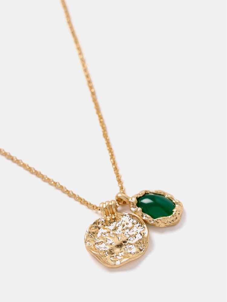 Mint Velvet Gold Tone Green Stone Chain Pendant - Image 2 of 3