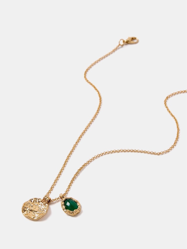 Mint Velvet Gold Tone Green Stone Chain Pendant - Image 3 of 3