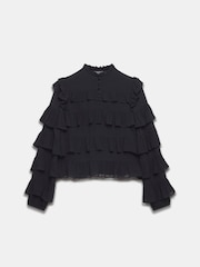Mint Velvet Black Black Tiered Ruffle Top - Image 7 of 9