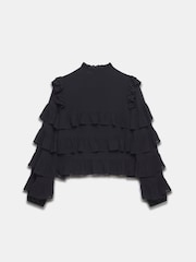 Mint Velvet Black Black Tiered Ruffle Top - Image 8 of 9