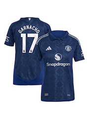 adidas Blue Manchester United EPL Away Authentic Shirt 2024-25 Womens - Garnacho 17 Printing - Image 1 of 3