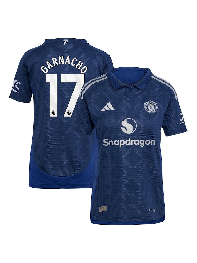 adidas Blue Manchester United EPL Away Authentic Shirt 2024-25 Womens - Garnacho 17 Printing - Image 1 of 3