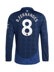 adidas Blue Manchester United EPL Away Shirt 2024-25 Long sleeve - B.Fernandes 8 Printing - Image 3 of 3