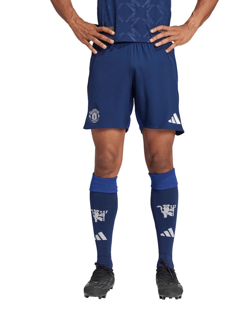 adidas Blue Manchester United Away Authentic Shorts 2024-25 - Image 1 of 3