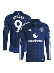 adidas Blue Manchester United EPL Away Shirt 2024-25 Long sleeve - Hojlund 9 Printing - Image 1 of 3
