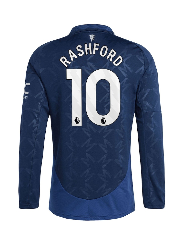 adidas Blue Manchester United EPL Away Shirt 2024-25 Long sleeve - Rashford 10 Printing - Image 3 of 3