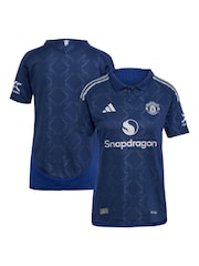 adidas Blue Manchester United Away Authentic Shirt 2024-25 Womens - Image 1 of 3