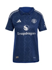adidas Blue Manchester United Away Authentic Shirt 2024-25 Womens - Image 2 of 3