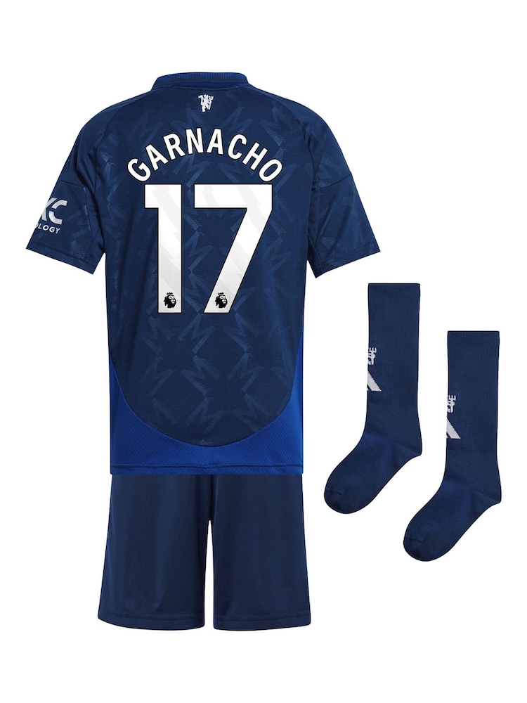 adidas Blue Manchester United EPL Away Mini Kit 2024-25 - Garnacho 17 Printing - Image 2 of 3