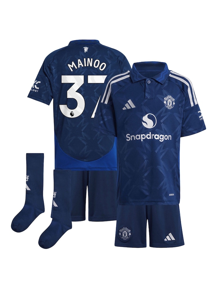 adidas Blue Manchester United EPL Away Mini Kit 2024-25 - Mainoo 37 Printing - Image 1 of 3