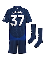 adidas Blue Manchester United EPL Away Mini Kit 2024-25 - Mainoo 37 Printing - Image 3 of 3