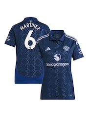 adidas Blue Manchester United EPL Away Shirt 2024-25 Womens - Martinez 6 Printing - Image 1 of 3