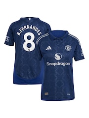 adidas Blue Manchester United EPL Away Authentic Shirt 2024-25 Womens - B.Fernandes 8 Printing - Image 1 of 3