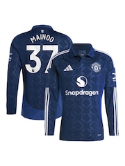 adidas Blue Manchester United EPL Away Shirt 2024-25 Long sleeve - Mainoo 37 Printing - Image 1 of 3