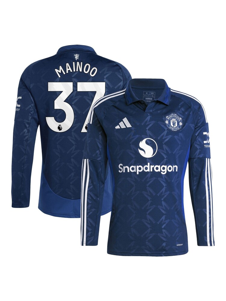 adidas Blue Manchester United EPL Away Shirt 2024-25 Long sleeve - Mainoo 37 Printing - Image 1 of 3