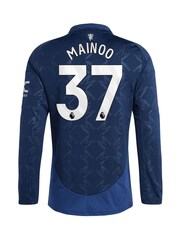 adidas Blue Manchester United EPL Away Shirt 2024-25 Long sleeve - Mainoo 37 Printing - Image 3 of 3