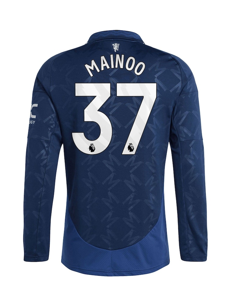 adidas Blue Manchester United EPL Away Shirt 2024-25 Long sleeve - Mainoo 37 Printing - Image 3 of 3