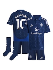 adidas Blue Manchester United EPL Away Mini Kit 2024-25 - Rashford 10 Printing - Image 1 of 3