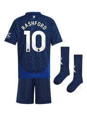 adidas Blue Manchester United EPL Away Mini Kit 2024-25 - Rashford 10 Printing - Image 3 of 3