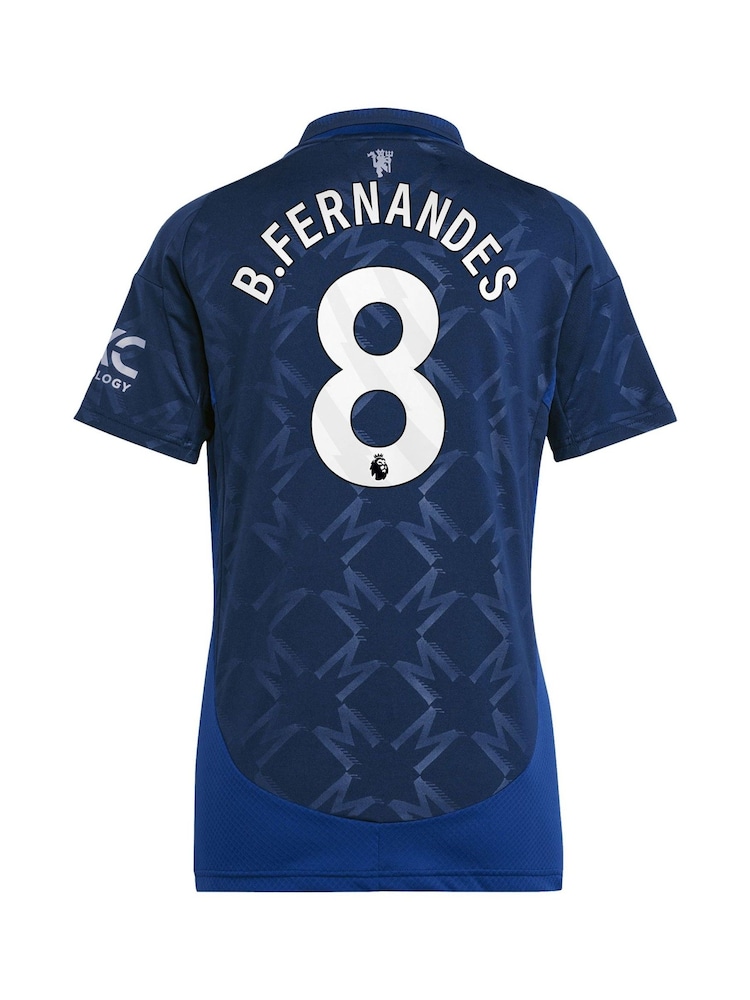 adidas Blue Manchester United EPL Away Shirt 2024-25 Womens - B.Fernandes 8 Printing - Image 3 of 3