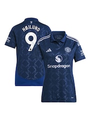 adidas Blue Manchester United EPL Away Shirt 2024-25 Womens - Hojlund 9 Printing - Image 1 of 3