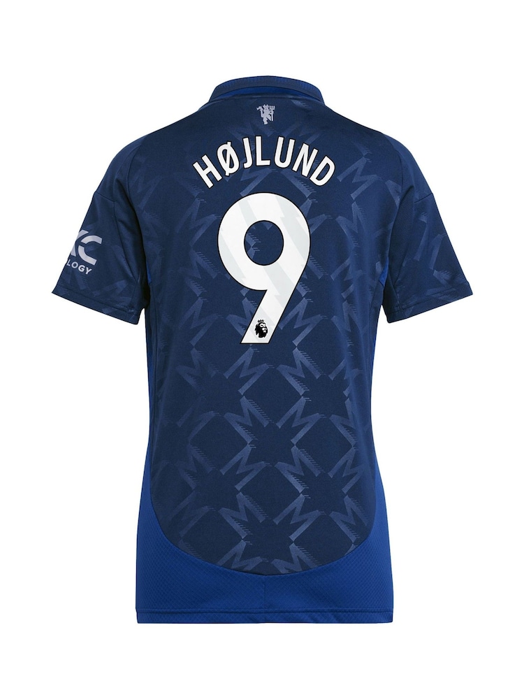 adidas Blue Manchester United EPL Away Shirt 2024-25 Womens - Hojlund 9 Printing - Image 3 of 3