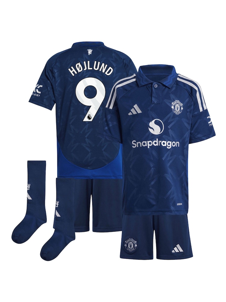 adidas Blue Manchester United EPL Away Mini Kit 2024-25 - Hojlund 9 Printing - Image 1 of 3