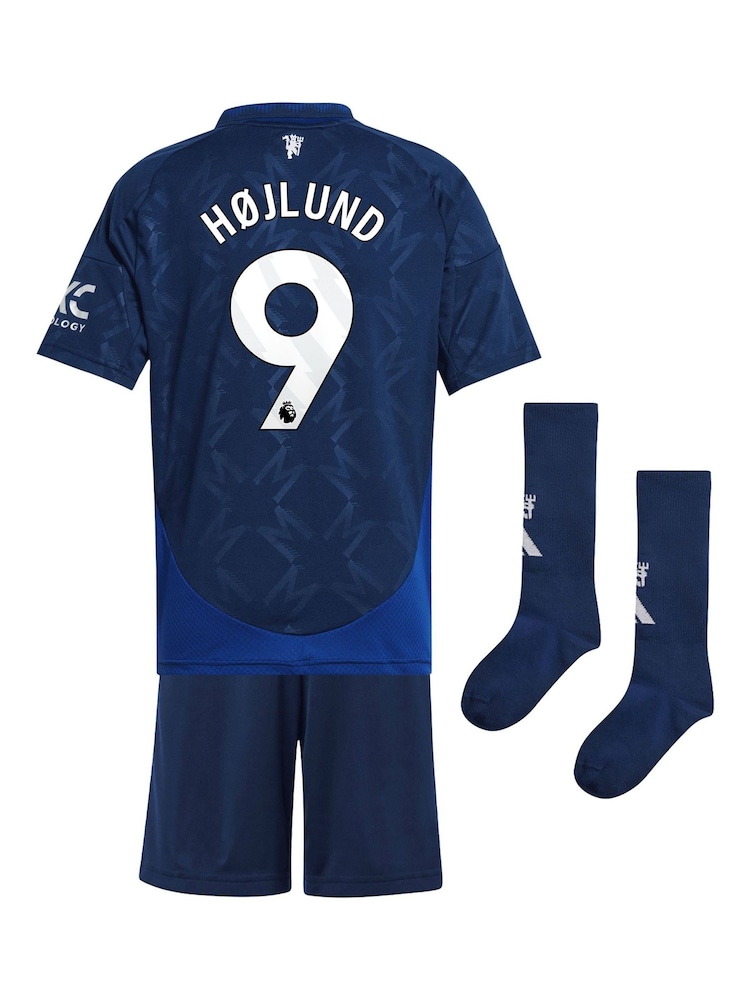 adidas Blue Manchester United EPL Away Mini Kit 2024-25 - Hojlund 9 Printing - Image 3 of 3