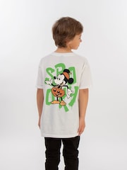 Brands In White Boys Disney Mickey Mouse Halloween Spooky Dripping 100% Cotton T-Shirt - Image 2 of 4