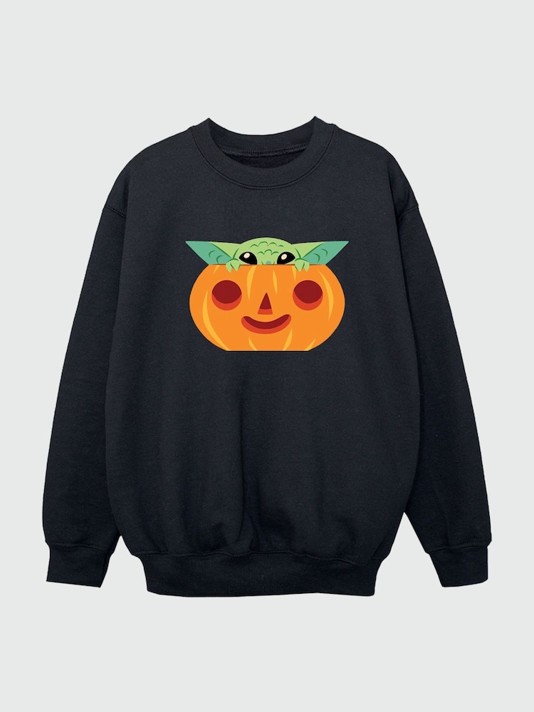 Brands In Black Halloween Star Wars Grogu Halloween Pumpkin Sweatshirt - Image 2 of 3 Brands In Black Halloween Star Wars Grogu Halloween Pumpkin Sweatshirt - Image 2 of 3