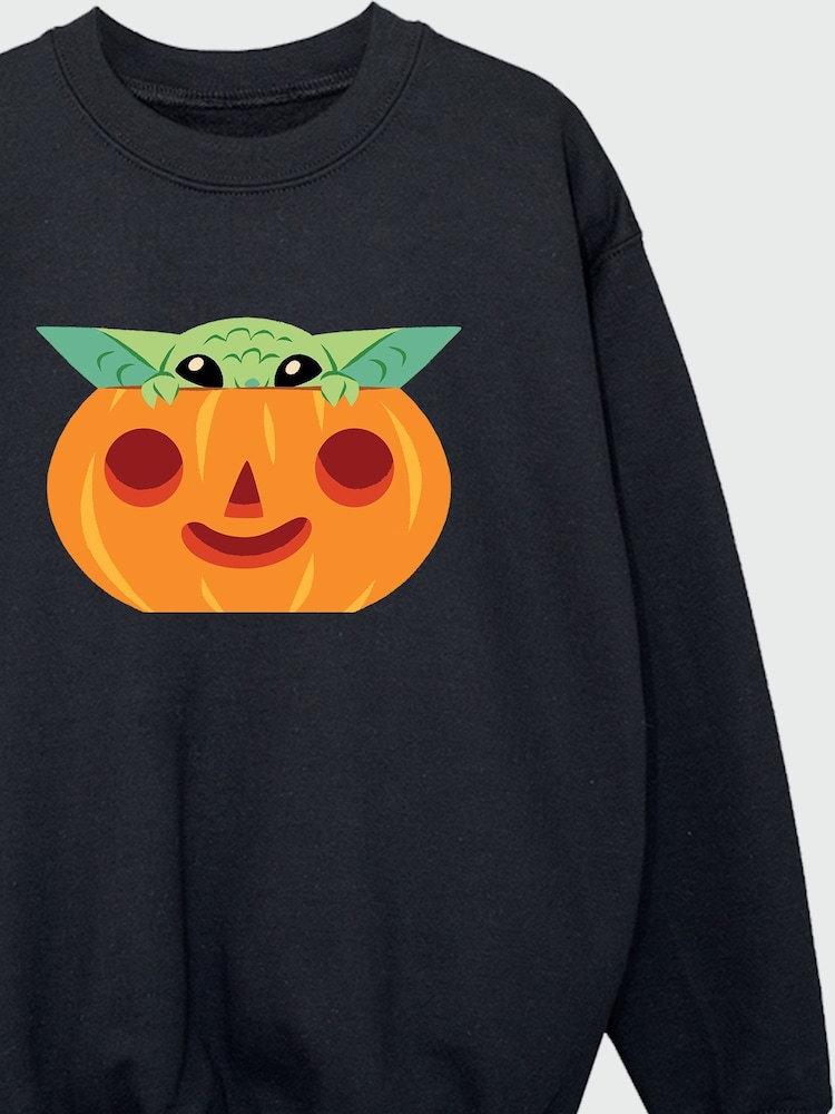 Brands In Black Halloween Star Wars Grogu Halloween Pumpkin Sweatshirt - Image 3 of 3 Brands In Black Halloween Star Wars Grogu Halloween Pumpkin Sweatshirt - Image 3 of 3