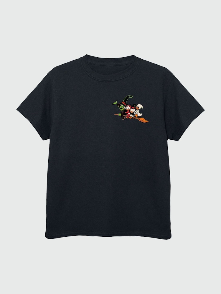 Brands In Black Boys Disney Ducktales Halloween Trick Or Treat Flying 100% Cotton T-Shirt - Image 4 of 4