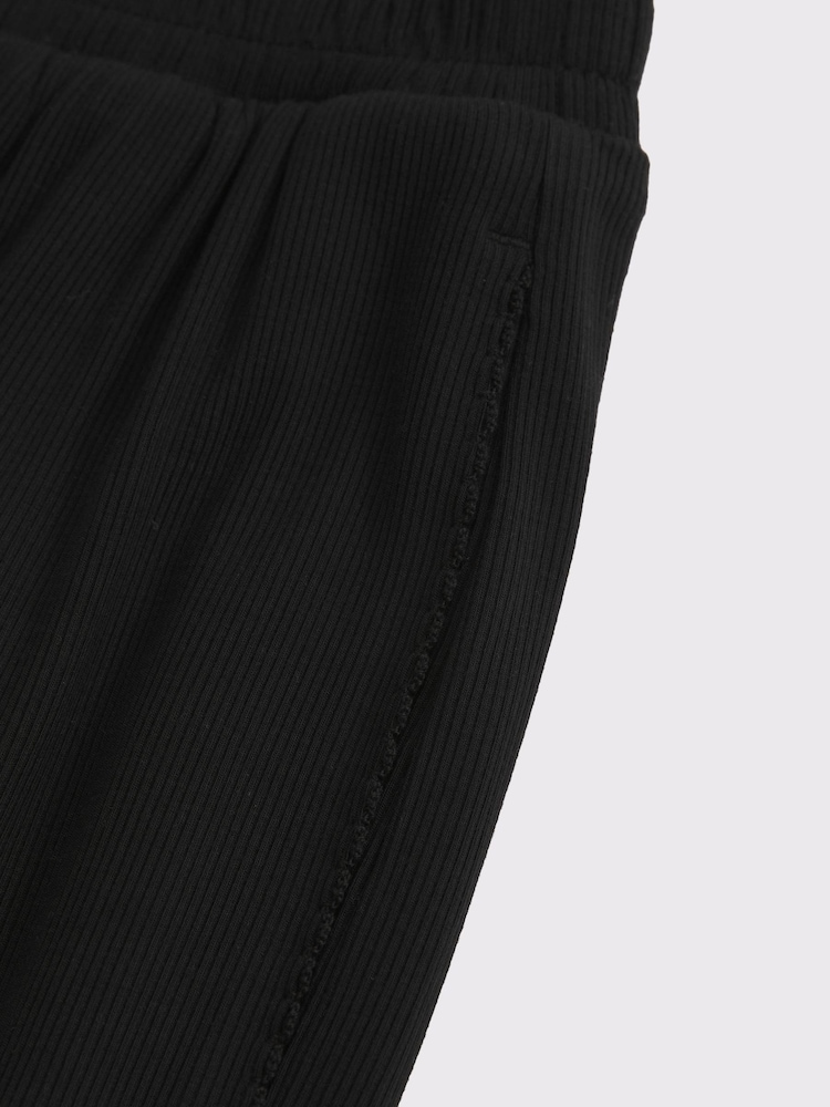 Abercrombie & Fitch Black Ribbed Wide Leg Balloon Jersey Trousers - Image 2 of 8